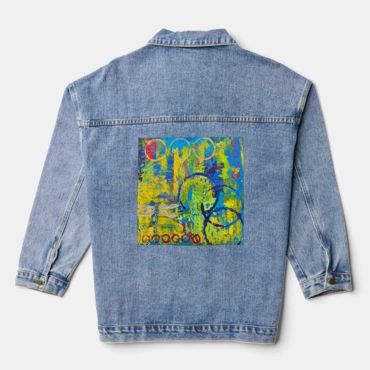 Abstract Art Dragonfly Denim Jas Denim Jacket (Achterkant)