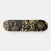 Abstract Art Gold Foliage Black Minimal Boho Funky Persoonlijk Skateboard (Horizontaal)