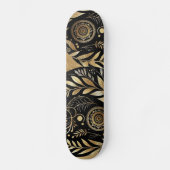 Abstract Art Gold Foliage Black Minimal Boho Funky Persoonlijk Skateboard (Voorkant)
