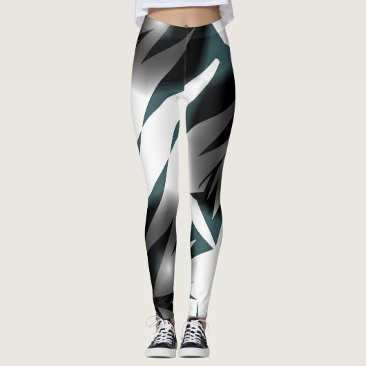 Abstract Art Grey Black White Leggings (Voorkant)
