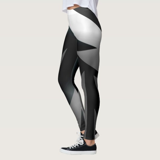 Abstract Art Grey Black White Leggings (Links)