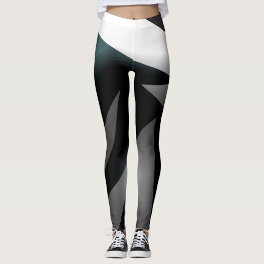 Abstract Art Grey Black White Leggings (Voorkant)
