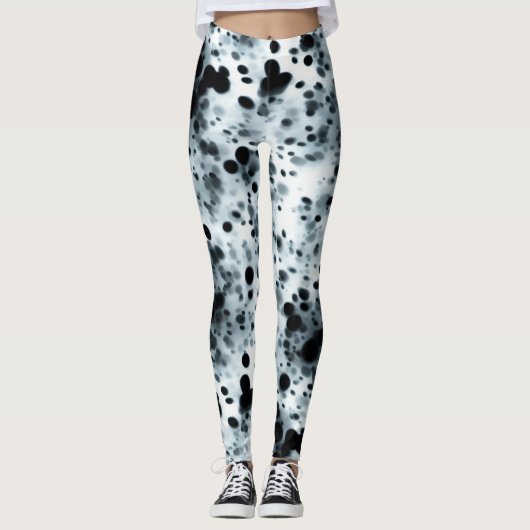 Abstract Art Inky Blue Polka Dot Storm Leggings (Voorkant)