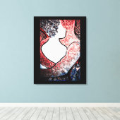 Abstract Art Interraciaal paar in liefdevolle omhe Canvas Afdruk (Insitu (Houten vloer))