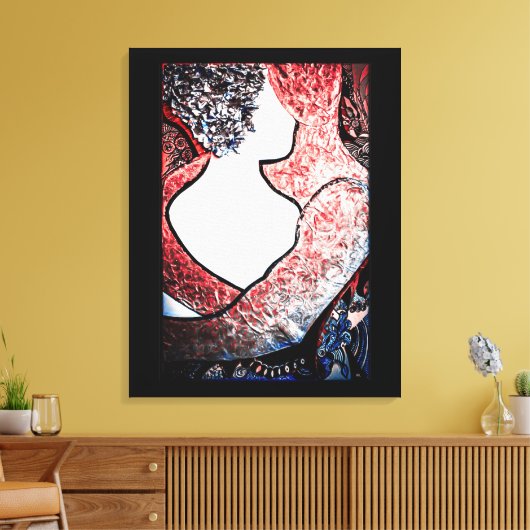 Abstract Art Interraciaal paar in liefdevolle omhe Canvas Afdruk (Insitu (Woonkamer))