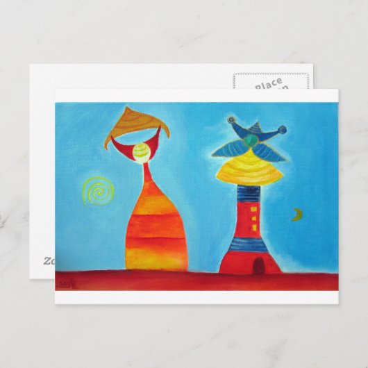 Abstract Art King Queen Art Briefkaart (Voorkant / Achterkant)