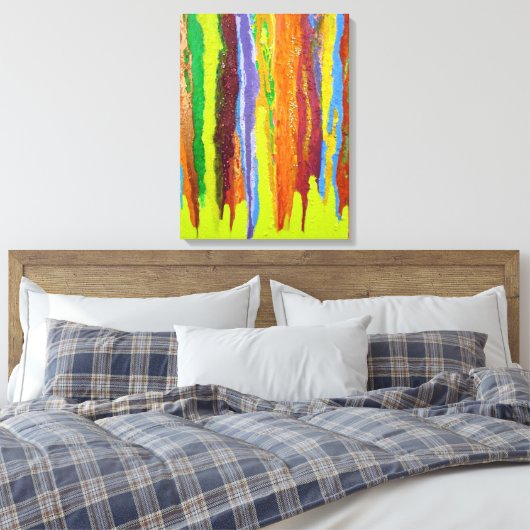 Abstract Art kleurrijke verfstrepen druppelen Canvas Afdruk (Insitu (Slaapkamer))