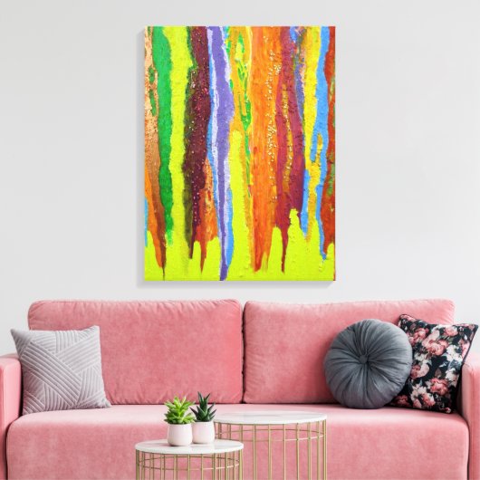 Abstract Art kleurrijke verfstrepen druppelen Canvas Afdruk (Insitu (Woonkamer))