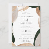 Abstract Art Lijst Green Gold Wedding Kaart (Voorkant)