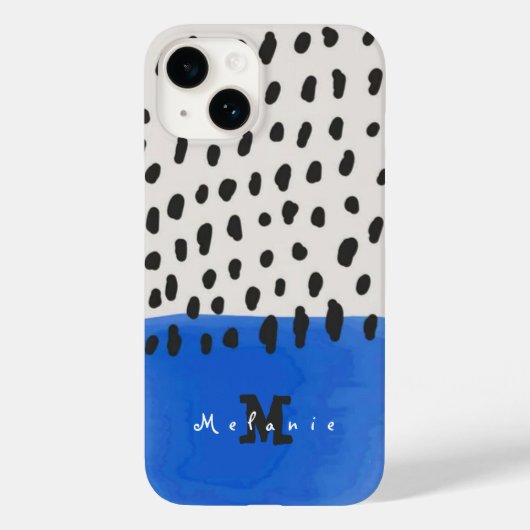 Abstract art minimal Monogram retro blue Case-Mate iPhone Case (Achterkant)