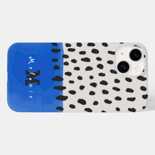 Abstract art minimal Monogram retro blue Case-Mate iPhone Case (Achterkant (horizontaal))