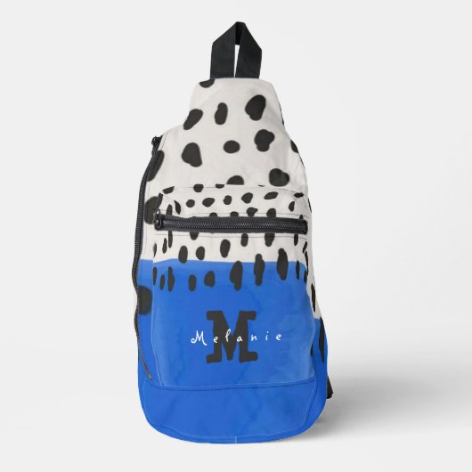 Abstract art minimal Monogram retro blue Sling Bag (Voorkant)