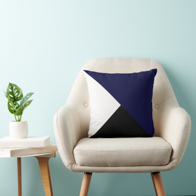 Abstract Art Minimalisme Blauw Zwart Wit Kussen (Stoel)