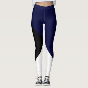 Abstract Art Minimalisme Donkerblauw Zwart Wit Leggings