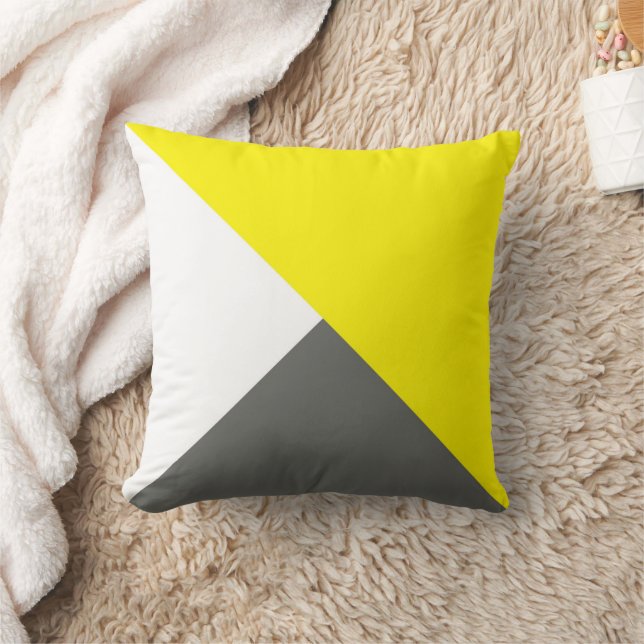 Abstract Art Minimalisme Grijs Geel Wit Kussen (Deken)