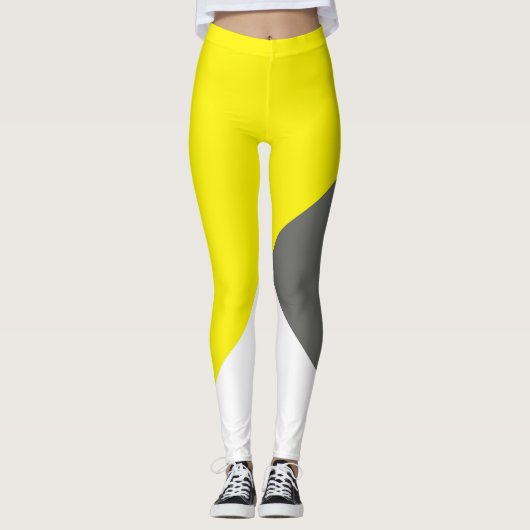 Abstract Art Minimalisme Grijs Geel Wit Leggings (Voorkant)