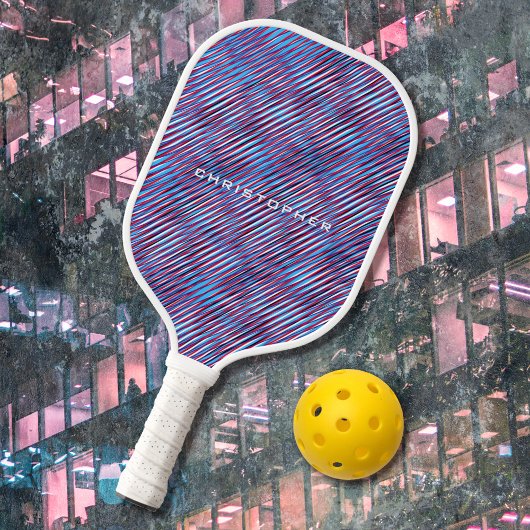 Abstract Art Modern Blue & Red Moiré-effect Aangep Pickleball Paddle