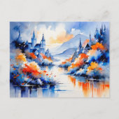 Abstract art mountain lake landscape briefkaart (Voorkant)