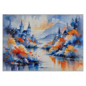 Abstract Art Orange and Blue Sea View Landscape  Snijplank (Voorkant)