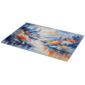 Abstract Art Orange and Blue Sea View Landscape Snijplank (Hoek)