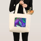 Abstract Art Paars N Blauwgroen leder Grote Tote Bag (Voorkant (product))