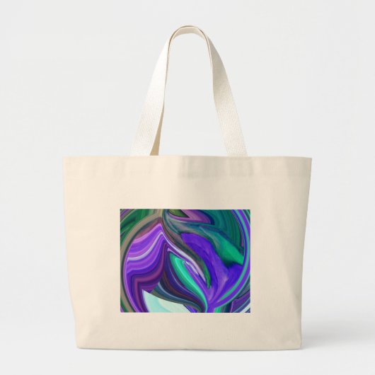 Abstract Art Paars N Blauwgroen leder Grote Tote Bag (Voorkant)