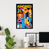 Abstract Art Poster Kindred 1995 Exhibition Print (Thuiskantoor)