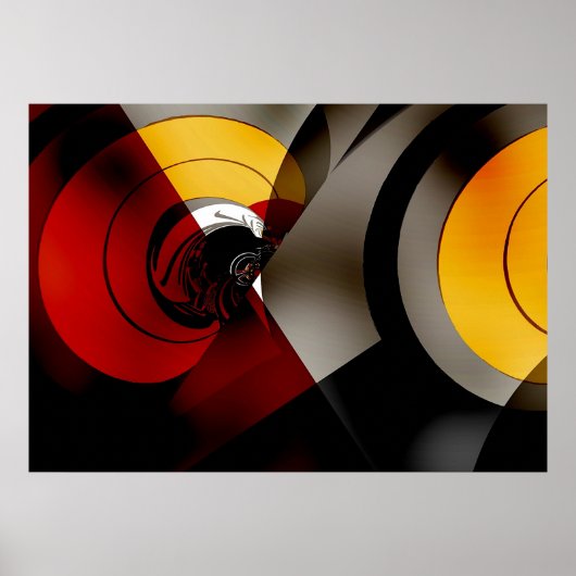 Abstract Art Poster Maanruimte Rood Geel (Voorkant)