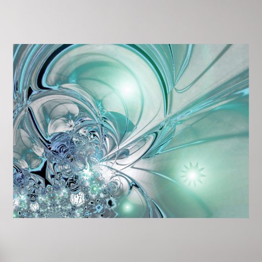 Abstract Art Poster Tweekleurig Blauw Glas (Voorkant)