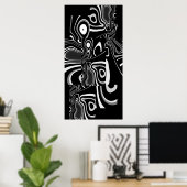 Abstract Art Poster Ultra Modern Black White 2 (Thuiskantoor)