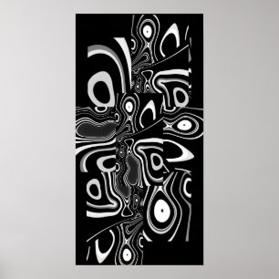 Abstract Art Poster Ultra Modern Black White 3