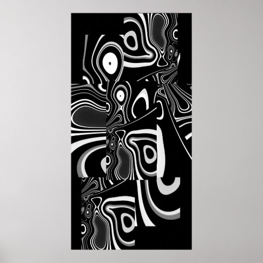 Abstract Art Poster Ultra Modern Zwart Wit 2 (Voorkant)