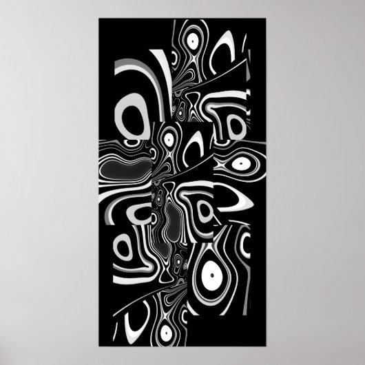 Abstract Art Poster Ultra Modern Zwart Wit 3 (Voorkant)