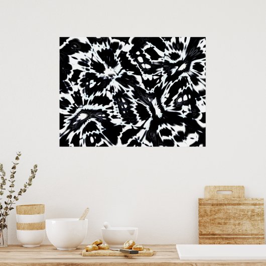 Abstract Art Poster Wild Over Black White (Keuken)