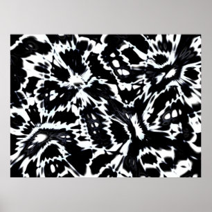 Abstract Art Poster Wild Over Black White