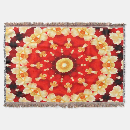 Abstract-art-rood en geel concentreerd ontwerp deken (Voorkant)