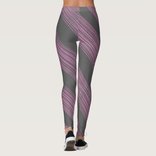 Abstract Art Roze Koraal Charcoal Grijs Leggings (Achterkant)
