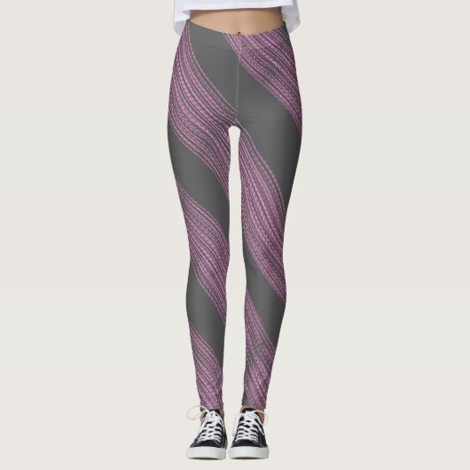 Abstract Art Roze Koraal Charcoal Grijs Leggings (Voorkant)