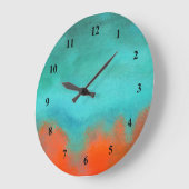 Abstract Art Sky Fire Lava Coral Turquoise Orange Grote Klok (Hoek)