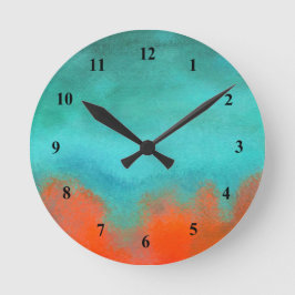 Abstract Art Sky Fire Lava Coral Turquoise Orange Vierkante Klok