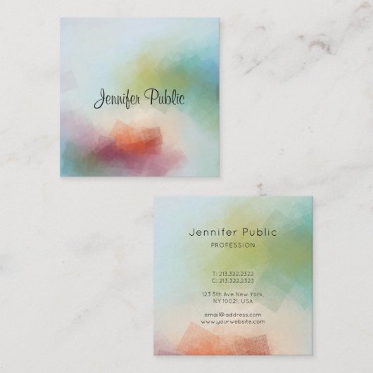 Abstract Art Trendy Modern Typography Square Vierkante Visitekaartje (Voorkant / Achterkant)