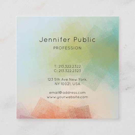 Abstract Art Trendy Modern Typography Square Vierkante Visitekaartje (Achterkant)