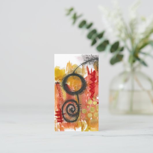 Abstract Art Visitekaartjes - Rood Goud Zwart Wit (Staand voorkant)