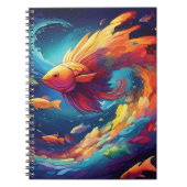 Abstract art with fish in space notitieboek (Voorkant)