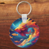 Abstract art with fish in space sleutelhanger (Achterkant)