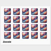 Abstract art with flowers in space vierkante sticker (Vel)