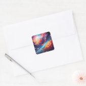 Abstract art with flowers in space vierkante sticker (Envelop)