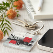 Abstract Art with Red Blocks & Black Strokes Sleutelhanger (Voorkant Rechts)