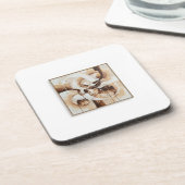 Abstract art with white, beige and brown colours. bier onderzetter (Linkerzijde)