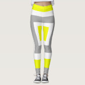 Abstract Art Yellow Grey White Leggings (Voorkant)
